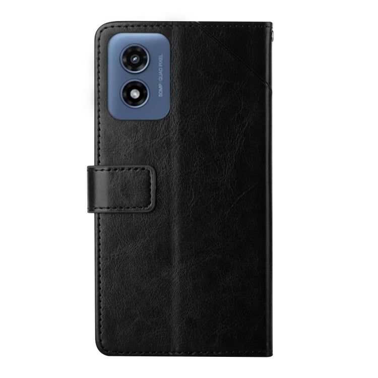 For Motorola Moto G Play 5G 2024 HT01 Y-shaped Pattern Flip Leather Phone Case(Black) - Motorola Cases by buy2fix | Online Shopping UK | buy2fix