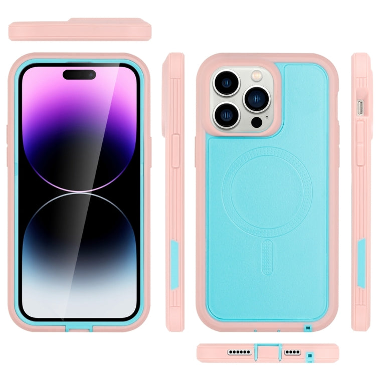 For iPhone 13 Pro Max Defender Series XT MagSafe Magnetic PC + TPU Shockproof Phone Case(Turquoise+Pink) - iPhone 13 Pro Max Cases by buy2fix | Online Shopping UK | buy2fix