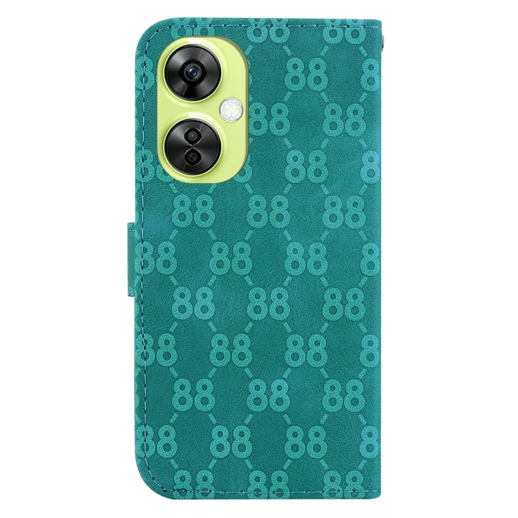 For OnePlus 11 Double 8-shaped Embossed Leather Phone Case(Green) - OnePlus Cases by buy2fix | Online Shopping UK | buy2fix