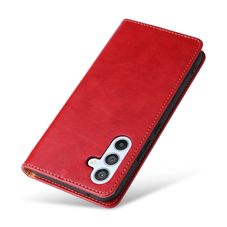 For Samsung Galaxy S23 FE 5G Fierre Shann PU Genuine Leather Texture Leather Phone Case(Red) - Galaxy S23 FE 5G Cases by FIERRE SHANN | Online Shopping UK | buy2fix