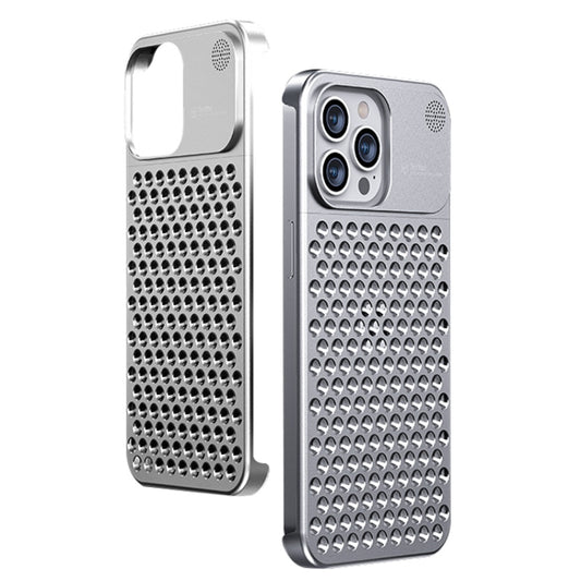 For iPhone 14 Pro Max Aromatherapy Aluminum Alloy Cooling Phone Case(Silver) - iPhone 14 Pro Max Cases by buy2fix | Online Shopping UK | buy2fix