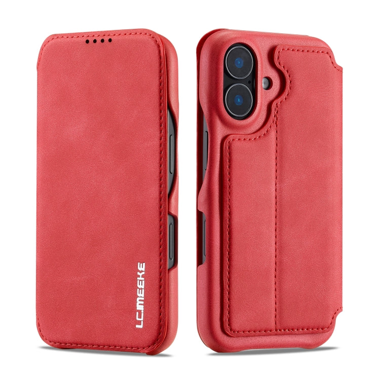 For iPhone 16 LC.IMEEKE Hon Ancient Series Flip Leather Phone Case(Red) - iPhone 16 Cases by LC.IMEEKE | Online Shopping UK | buy2fix