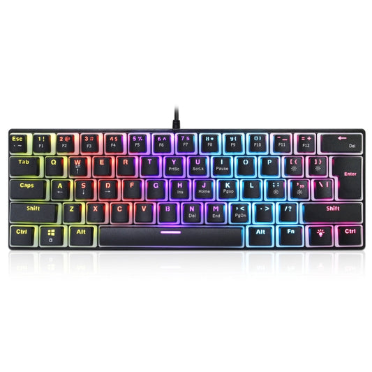 HXSJ L700 Wired RGB Mechanical Keyboard 61 Pudding Key Caps(Black) - Wired Keyboard by HXSJ | Online Shopping UK | buy2fix