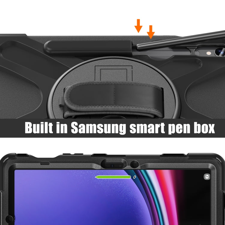 For Samsung Galaxy Tab S9 / S8 / S7 Rotary Handle Grab TPU + PC Tablet Case(Black) - Galaxy Tab S9 Cases by buy2fix | Online Shopping UK | buy2fix