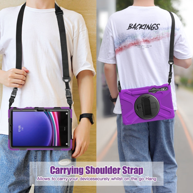 For Samsung Galaxy Tab S9 / S8 / S7 Rotary Handle Grab TPU + PC Tablet Case(Purple) - Galaxy Tab S9 Cases by buy2fix | Online Shopping UK | buy2fix