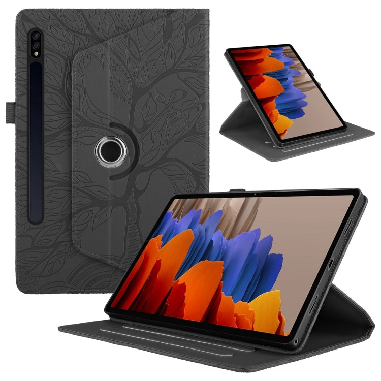 For Samsung Galaxy Tab S10 / S8 / S7 Tree Life Embossed Rotation Leather Tablet Case(Black) - Tab S10 Cases by buy2fix | Online Shopping UK | buy2fix