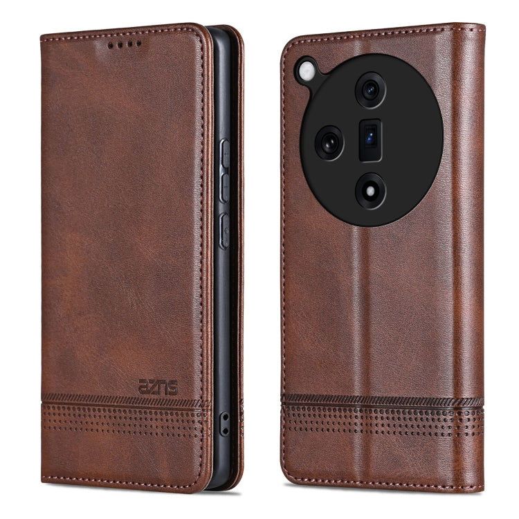 For OPPO Find X7 AZNS Magnetic Calf Texture Flip Leather Phone Case(Dark Brown) - OPPO Cases by AZNS | Online Shopping UK | buy2fix