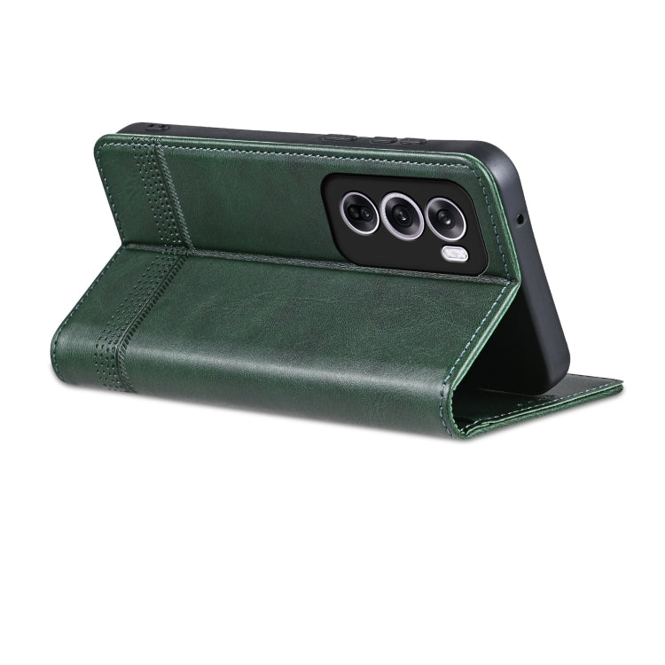 For OPPO Reno12 Global AZNS Magnetic Calf Texture Flip Leather Phone Case(Dark Green) - Reno12 Cases by AZNS | Online Shopping UK | buy2fix