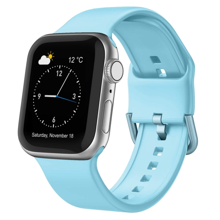 For Apple Watch Series 4 44mm Pin Buckle Silicone Watch Band(Light Blue) - Watch Bands by buy2fix | Online Shopping UK | buy2fix