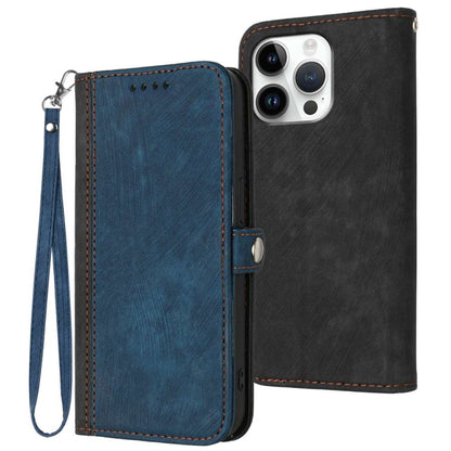 For iPhone 16 Pro Max Side Buckle Double Fold Hand Strap Leather Phone Case(Royal) - iPhone 16 Pro Max Cases by buy2fix | Online Shopping UK | buy2fix