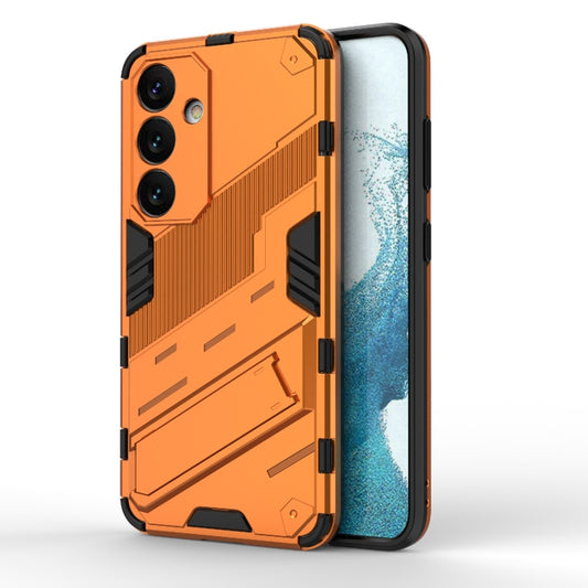 For Samsung Galaxy S24 5G Punk Armor 2 in 1 PC + TPU Shockproof Phone Case with Invisible Holder(Orange) - Galaxy S24 5G Cases by buy2fix | Online Shopping UK | buy2fix