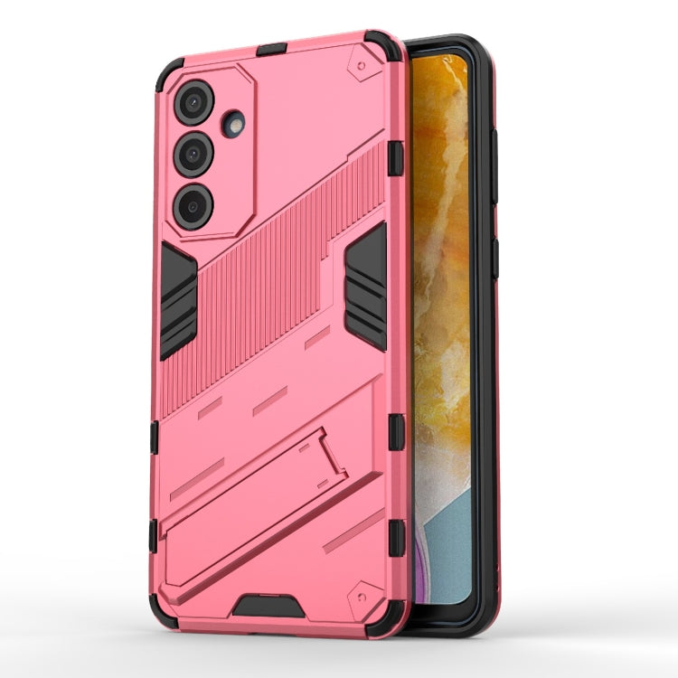 For Samsung Galaxy M55 5G Punk Armor 2 in 1 PC + TPU Shockproof Phone Case with Invisible Holder(Light Red) - Galaxy Phone Cases by buy2fix | Online Shopping UK | buy2fix