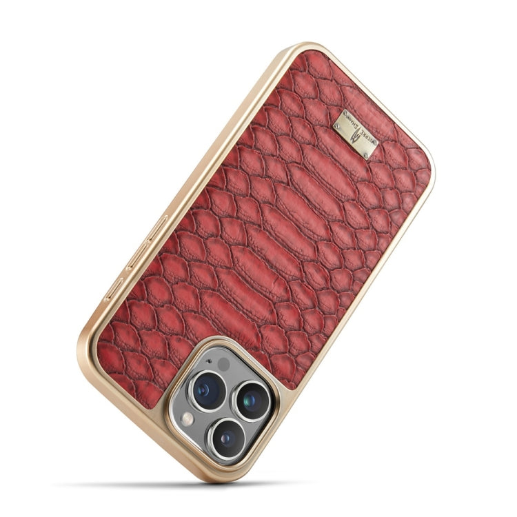 For iPhone 16 Pro Max Fierre Shann Python Texture Electroplating PU Phone Case(Red) - iPhone 16 Pro Max Cases by FIERRE SHANN | Online Shopping UK | buy2fix