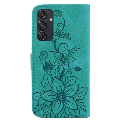 For Samsung Galaxy M55 Lily Embossed Leather Phone Case(Green) - Galaxy Phone Cases by buy2fix | Online Shopping UK | buy2fix