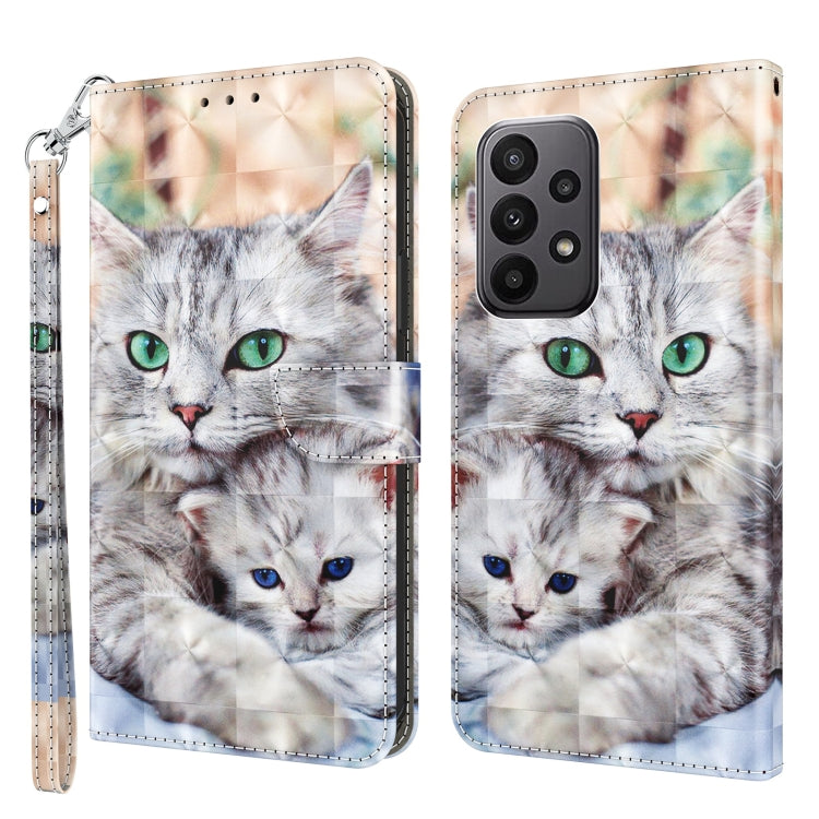 For Samsung Galaxy A25 5G 3D Painted Leather Phone Case(Two Loving Cats) - Galaxy Phone Cases by buy2fix | Online Shopping UK | buy2fix