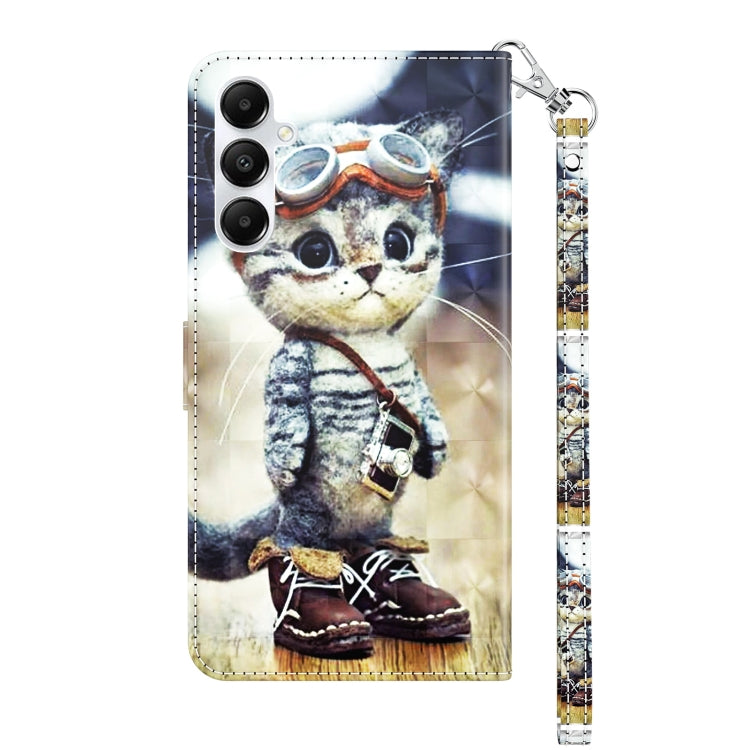 For Samsung Galaxy A05s 3D Painted Leather Phone Case(Naughty Cat) - Galaxy Phone Cases by buy2fix | Online Shopping UK | buy2fix