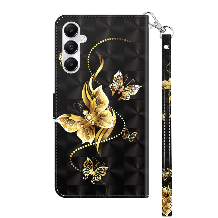 For Samsung Galaxy A15 3D Painted Leather Phone Case(Golden Swallow Butterfly) - Galaxy Phone Cases by buy2fix | Online Shopping UK | buy2fix