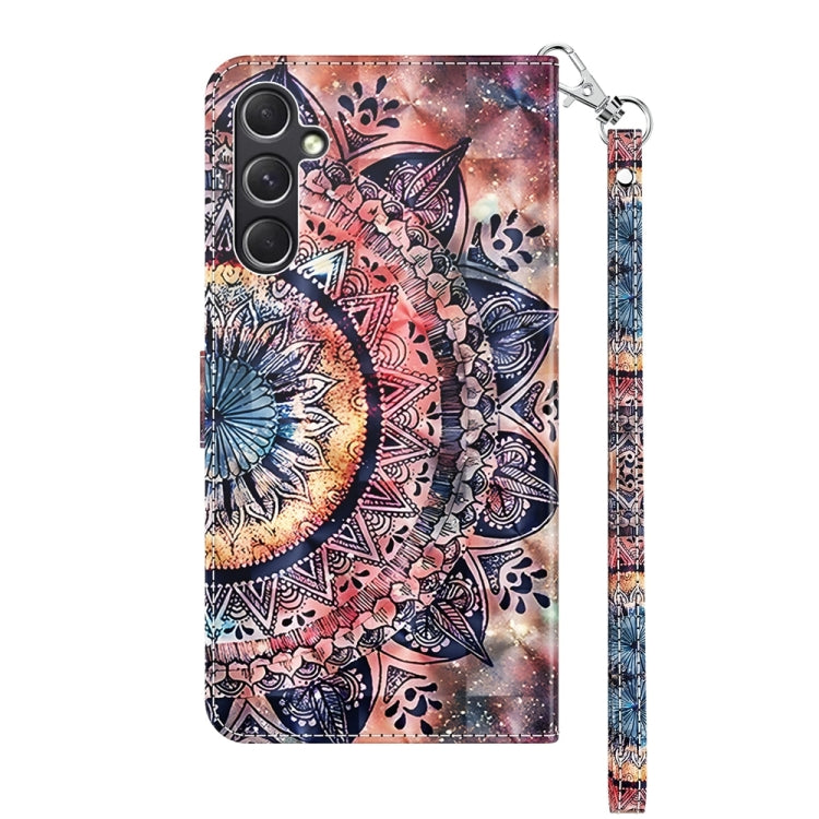 For Samsung Galaxy A55 5G 3D Painted Leather Phone Case(Colorful Mandala) - Galaxy Phone Cases by buy2fix | Online Shopping UK | buy2fix