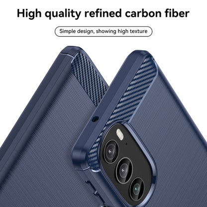 For Motorola Edge+ 2022 Brushed Texture Carbon Fiber TPU Phone Case(Blue) - Motorola Cases by buy2fix | Online Shopping UK | buy2fix