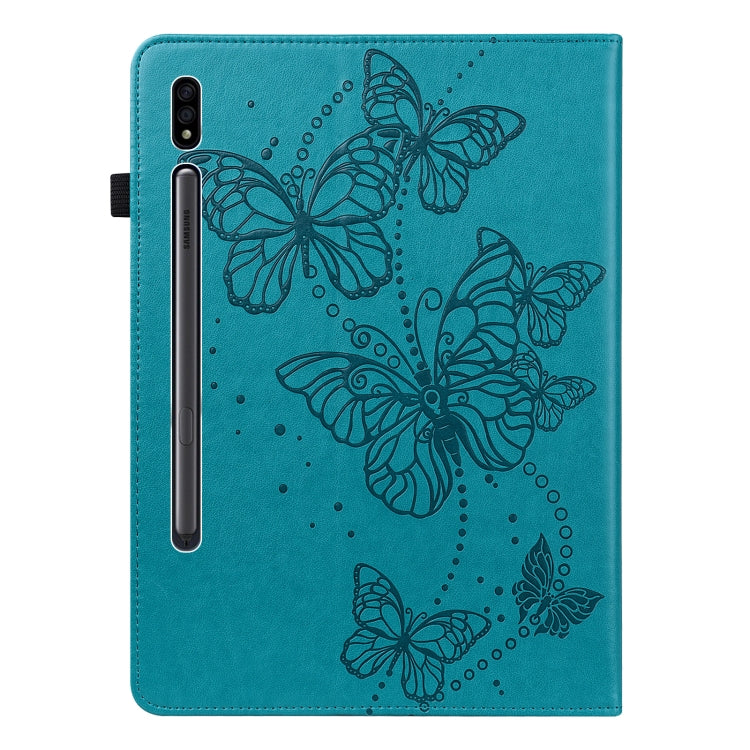 For Samsung Galaxy Tab S9 Embossed Butterfly Pattern Leather Tablet Case(Blue) - Galaxy Tab S9 Cases by buy2fix | Online Shopping UK | buy2fix