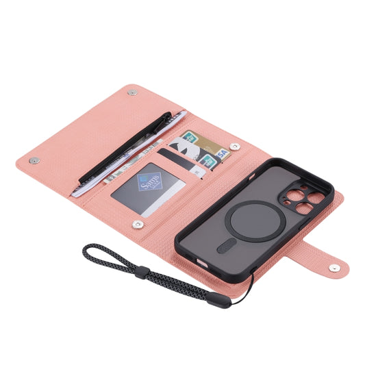 For iPhone 15 ViLi GHB Series MagSafe Magnetic Zipper Leather Phone Case(Pink) - iPhone 15 Cases by ViLi | Online Shopping UK | buy2fix