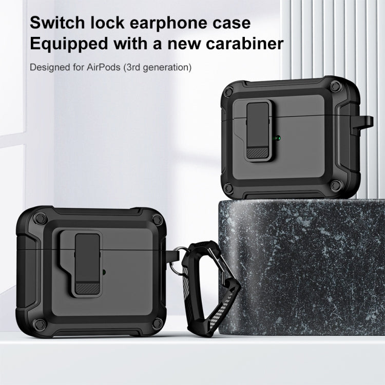 For AirPods 3 TPU + PC Wireless Bluetooth Earphone Protective Case with Switch Lock & Hook(Grey) - For AirPods 3 by buy2fix | Online Shopping UK | buy2fix