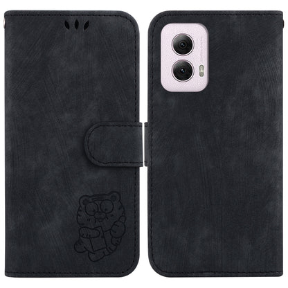 For Motorola Moto G Power 5G 2024 Little Tiger Embossed Leather Phone Case(Black) - Motorola Cases by buy2fix | Online Shopping UK | buy2fix