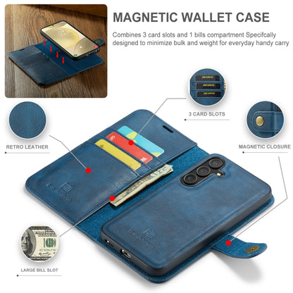 For Samsung Galaxy S24 5G DG.MING Crazy Horse Texture Detachable Magnetic Leather Case(Blue) - Galaxy S24 5G Cases by DG.MING | Online Shopping UK | buy2fix