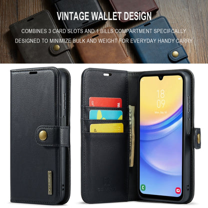 For Samsung Galaxy A15 5G / A15 4G DG.MING Crazy Horse Texture Detachable Magnetic Leather Case(Black) - Galaxy Phone Cases by DG.MING | Online Shopping UK | buy2fix