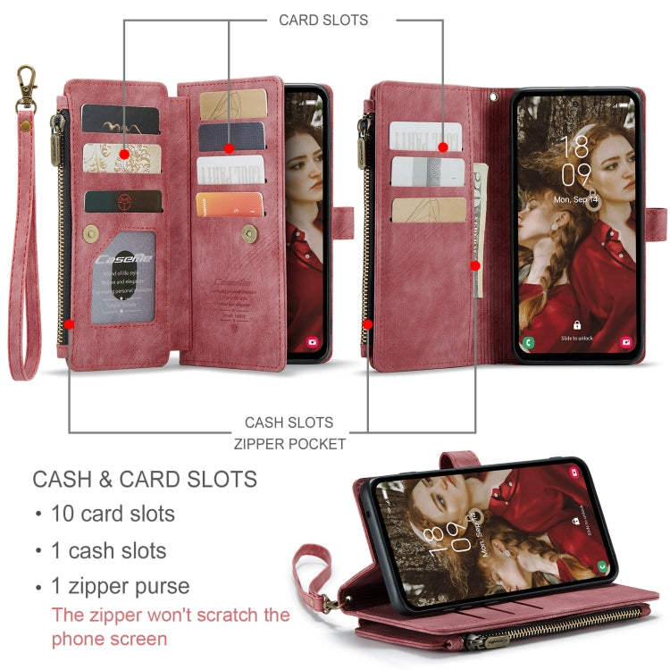 For Samsung Galaxy S23 FE CaseMe C30 Card Slots Zipper Wallet Leather Phone Case(Red) - Galaxy S23 FE 5G Cases by CaseMe | Online Shopping UK | buy2fix