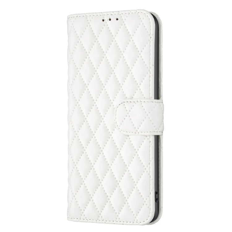 For Motorola Edge 50 Pro 5G Diamond Lattice Wallet Flip Leather Phone Case(White) - Motorola Cases by buy2fix | Online Shopping UK | buy2fix