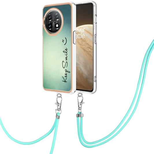 For OnePlus 11 Electroplating Dual-side IMD Phone Case with Lanyard(Smile) - OnePlus Cases by buy2fix | Online Shopping UK | buy2fix