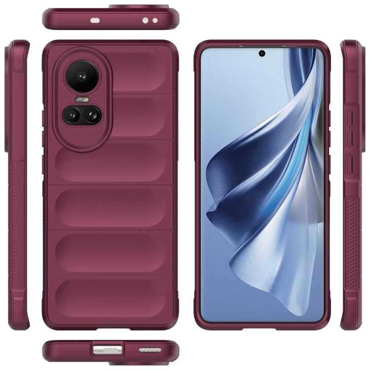 For OPPO Reno10 5G Global Magic Shield TPU + Flannel Phone Case(Wine Red) - OPPO Cases by buy2fix | Online Shopping UK | buy2fix