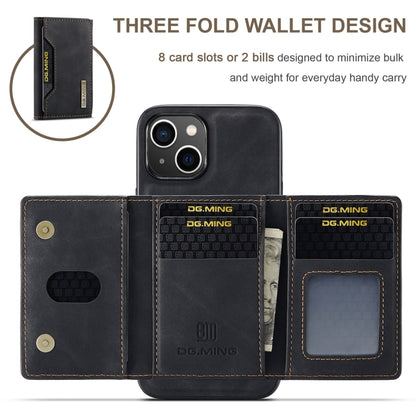 For iPhone 15 DG.MING M2 Series 3-Fold Card Bag Wallet Leather Phone Case(Black) - iPhone 15 Cases by DG.MING | Online Shopping UK | buy2fix