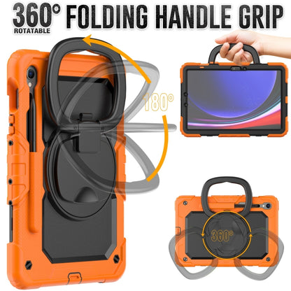 For Samsung Galaxy Tab S9 D Type Silicone Hybrid PC Tablet Case with Handle Holder(Orange) - Galaxy Tab S9 Cases by buy2fix | Online Shopping UK | buy2fix