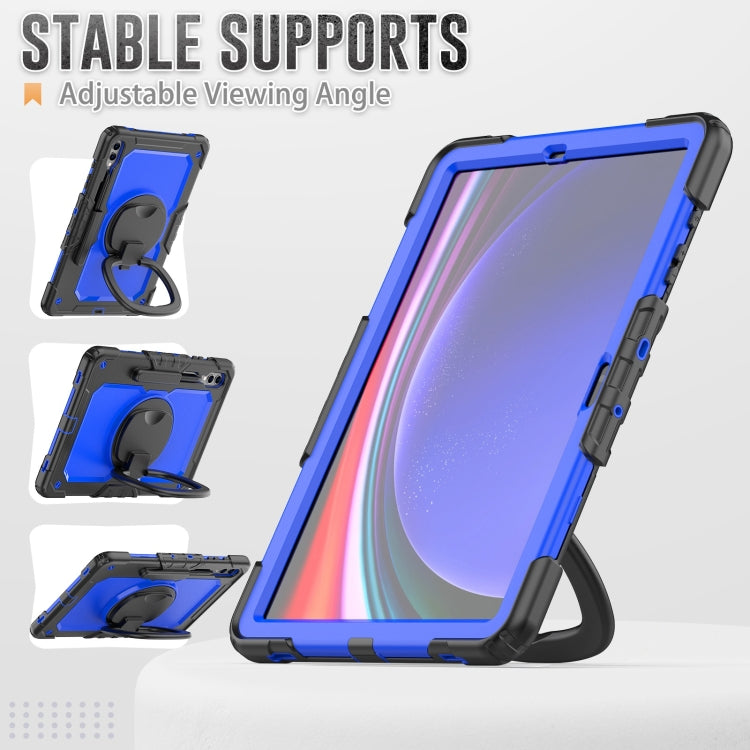 For Samsung Galaxy Tab S9+ D Type Silicone Hybrid PC Tablet Case with Handle Holder(Blue PC) - Galaxy Tab S9+ Cases by buy2fix | Online Shopping UK | buy2fix