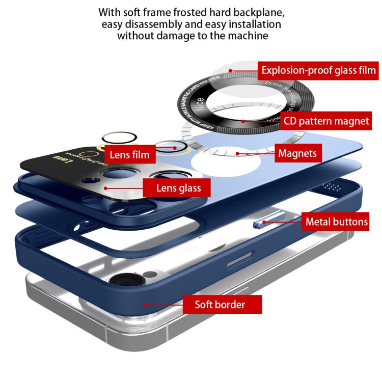 For iPhone 14 Plus Large Glass Window Magnetic Magsafe Phone Case with Lens Film(Green) - iPhone 14 Plus Cases by buy2fix | Online Shopping UK | buy2fix