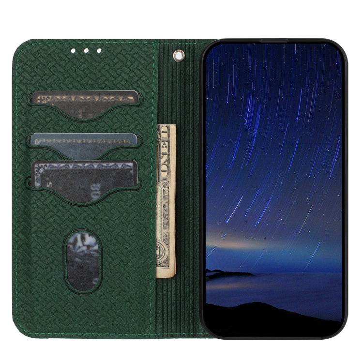 For iPhone SE 2024 Woven Texture Stitching Magnetic Leather Phone Case(Green) - More iPhone Cases by buy2fix | Online Shopping UK | buy2fix