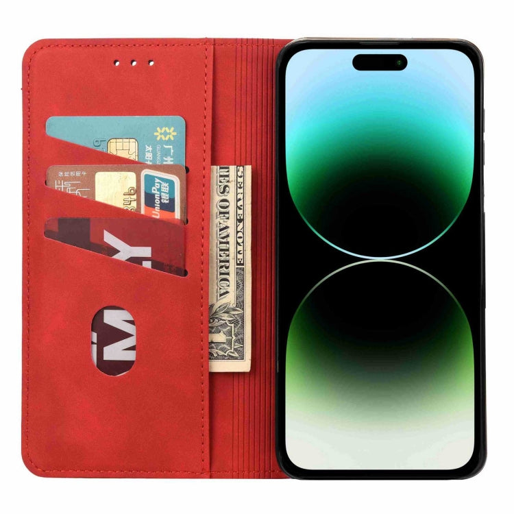 For iPhone 16 Pro Skin Feel Splicing Leather Phone Case(Red) - iPhone 16 Pro Cases by buy2fix | Online Shopping UK | buy2fix