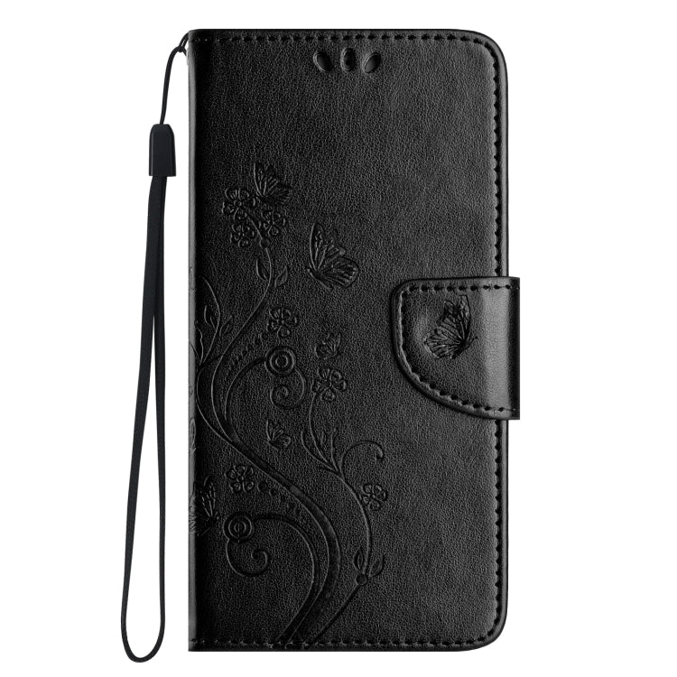 For iPhone 16 Pro Max Butterfly Flower Pattern Flip Leather Phone Case(Black) - iPhone 16 Pro Max Cases by buy2fix | Online Shopping UK | buy2fix