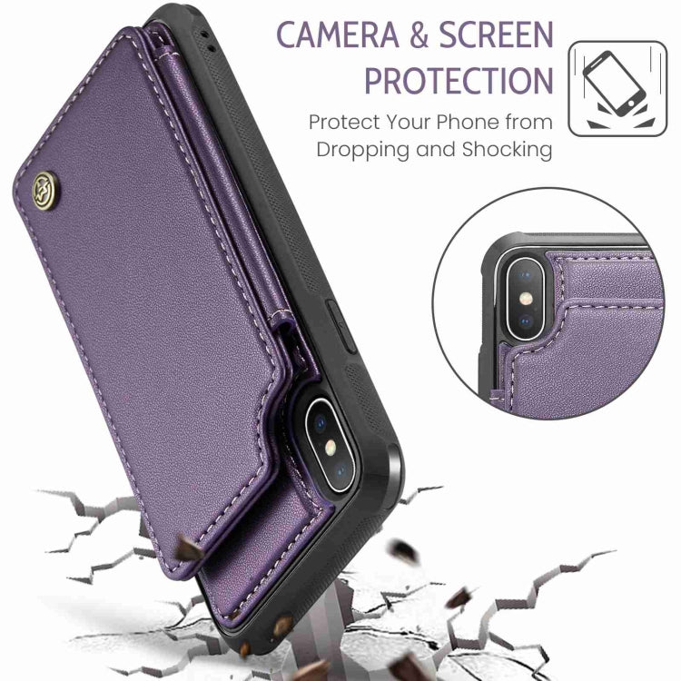 For iPhone XS / X CaseMe C22 Card Slots Holder RFID Anti-theft Phone Case(Purple) - More iPhone Cases by CaseMe | Online Shopping UK | buy2fix