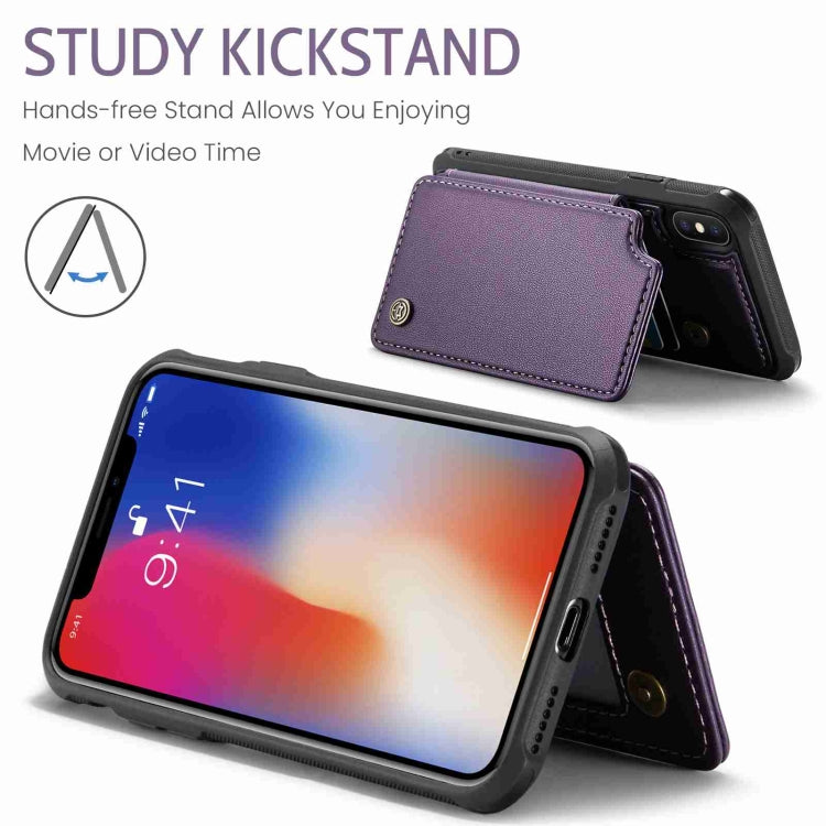 For iPhone XS / X CaseMe C22 Card Slots Holder RFID Anti-theft Phone Case(Purple) - More iPhone Cases by CaseMe | Online Shopping UK | buy2fix