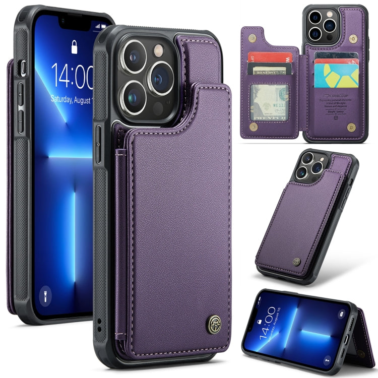 For iPhone 13 Pro Max CaseMe C22 Card Slots Holder RFID Anti-theft Phone Case(Purple) - iPhone 13 Pro Max Cases by CaseMe | Online Shopping UK | buy2fix