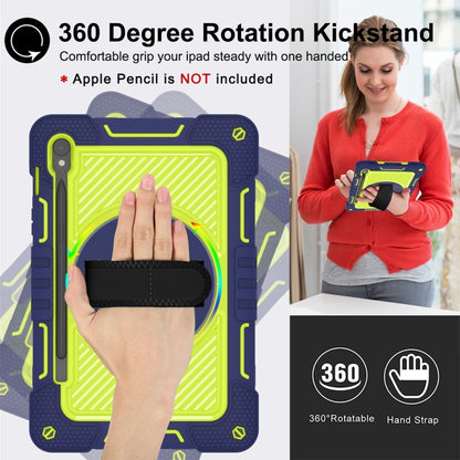 For Samsung Galaxy Tab S9 360 Degree Rotation PC Contrast Silicone Tablet Case(Navy Blue + Yellow Green) - Galaxy Tab S9 Cases by buy2fix | Online Shopping UK | buy2fix