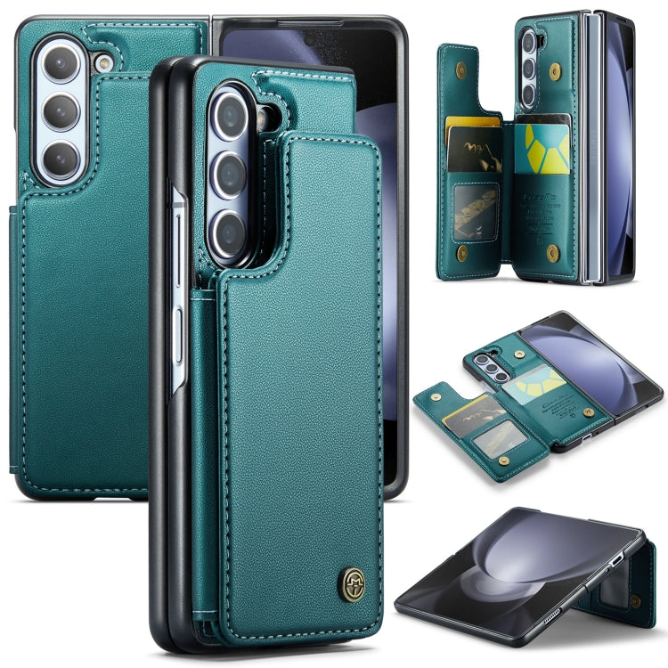 For Samsung Galaxy Z Fold5 CaseMe C22 PC+TPU Business Style RFID Anti-theft Leather Phone Case(Blue Green) - Galaxy Z Fold5 Cases by CaseMe | Online Shopping UK | buy2fix