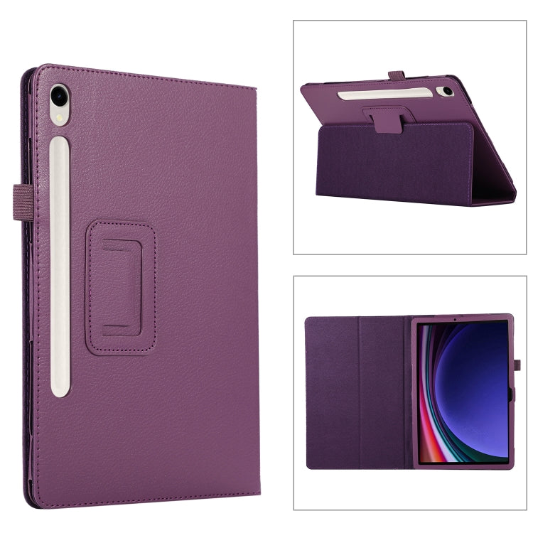 For Samsung Galaxy Tab S9+ Litchi Texture Leather Tablet Case with Holder(Purple) - Other Galaxy Tab PC by buy2fix | Online Shopping UK | buy2fix