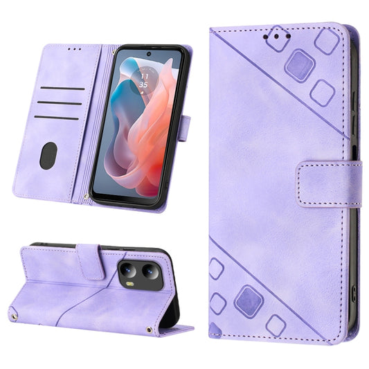 For Motorola Moto G Play 5G 2024 Skin Feel Embossed Leather Phone Case(Light Purple) - Motorola Cases by buy2fix | Online Shopping UK | buy2fix