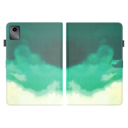 For Lenovo Tab M11 / Xiaoxin Pad 11 2024 Watercolor Pattern Flip Leather Tablet Case(Cyan Green) - Lenovo by buy2fix | Online Shopping UK | buy2fix