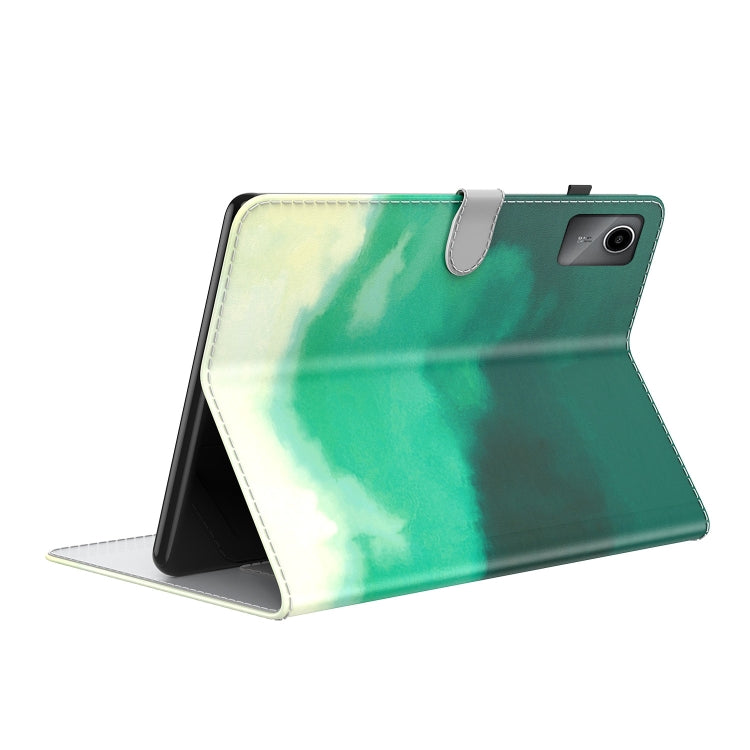 For Lenovo Tab M11 / Xiaoxin Pad 11 2024 Watercolor Pattern Flip Leather Tablet Case(Cyan Green) - Lenovo by buy2fix | Online Shopping UK | buy2fix