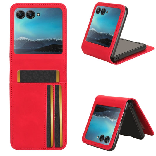 For Motorola Razr 40 Ultra Skin Feel Card Slot Leather Phone Case(Red) - Motorola Cases by buy2fix | Online Shopping UK | buy2fix